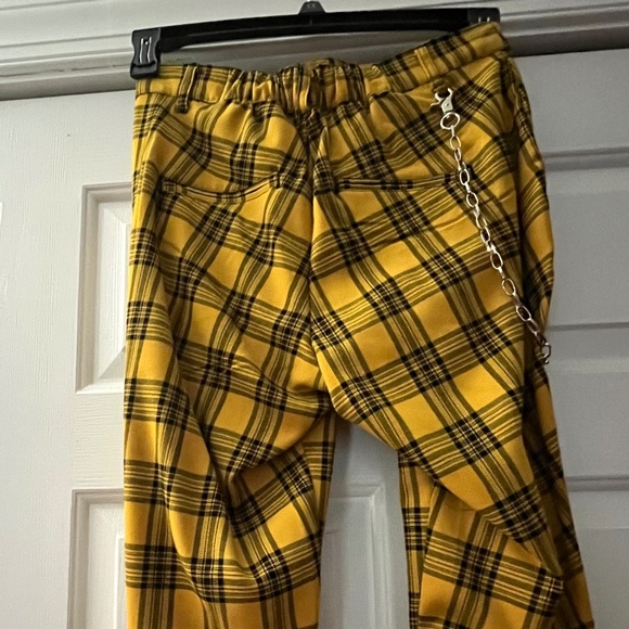 Hot Topic Yellow Plaid Pants With Detachable Chain - Picture 2 of 4
